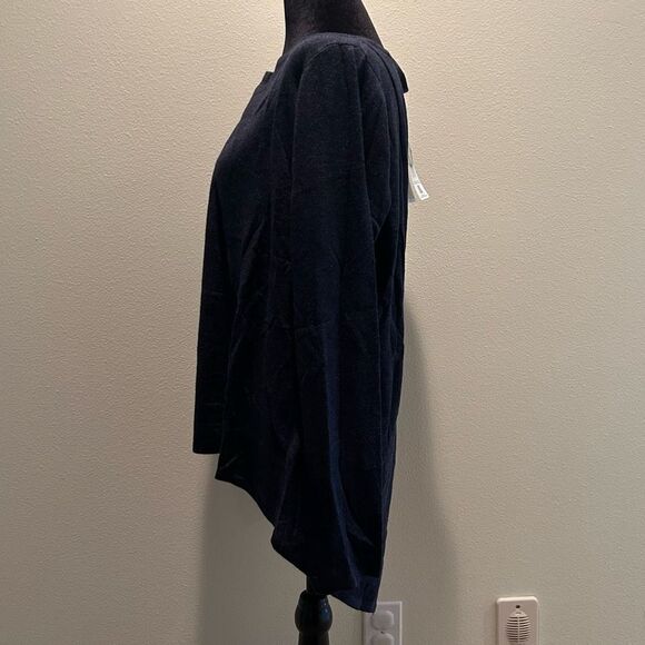 NWT Medium Zuda Sweater Dark Navy Stretchable Slit Open Back - Picture 4 of 8